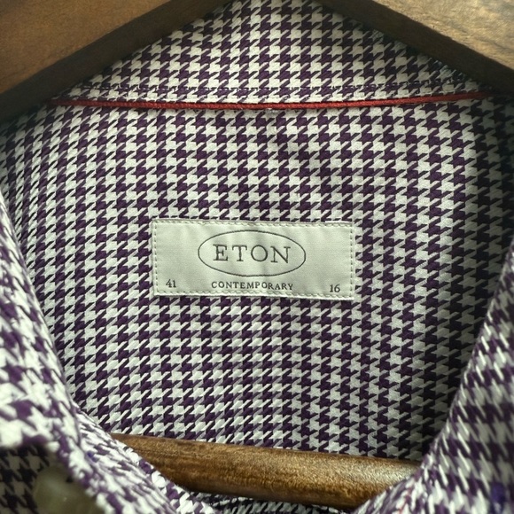 Eton Men's Purple Gingham Dress Shirt - Picture 2 of 3